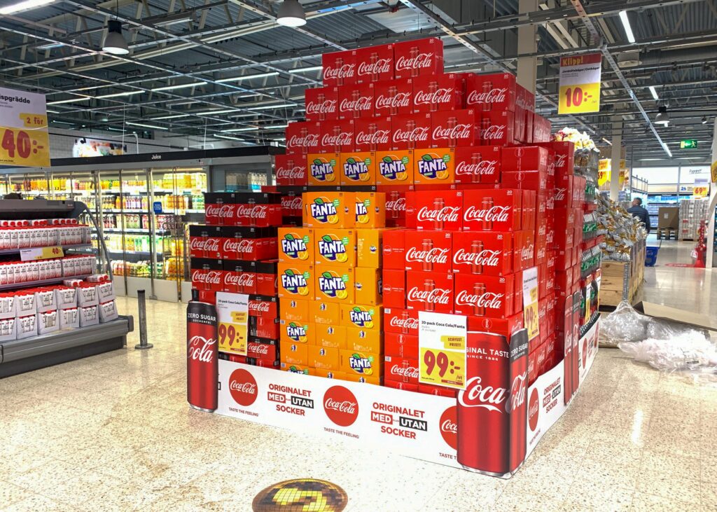 Exponering av Coca-Cola 20p på CityGross i Kalmar.